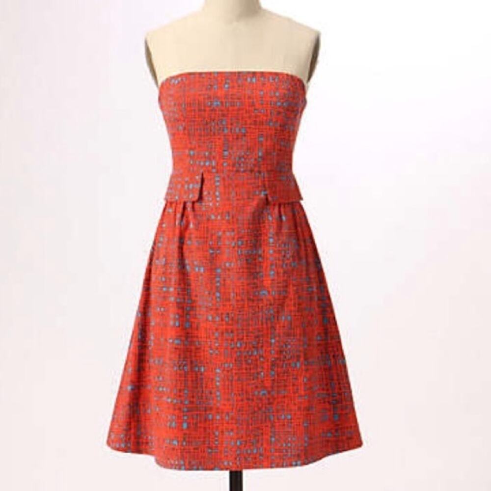 Anthropologie Tabitha Crosshatch Strapless Dress
